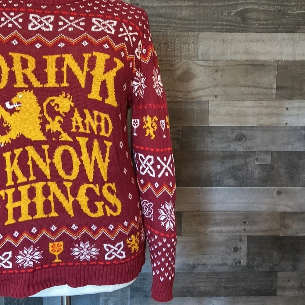 Men’s Game Of Thrones ugly Christmas sweater large I Drink And I Know Things